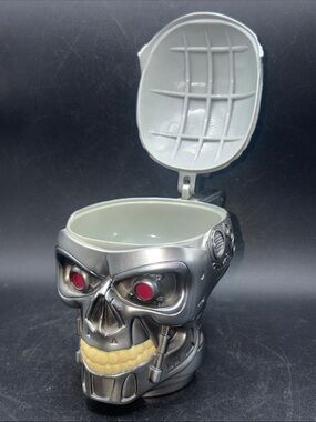 Universal Studios Terminator T-800 Face Silver Tone Collectible Cup Lidded Mug
